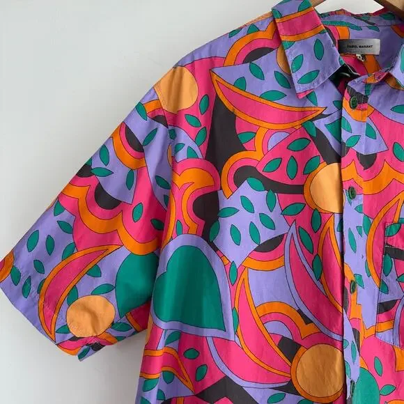 Isabel Marant Shirt Mens XL Psychedelic Disco Funk Groovy Pop Art Miami Vice - Picture 3 of 14